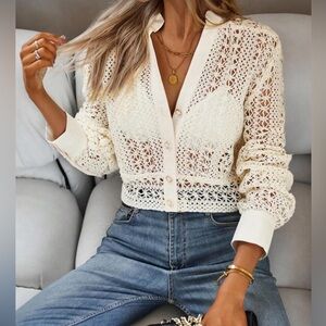 Elegant Cream Lace Blouse